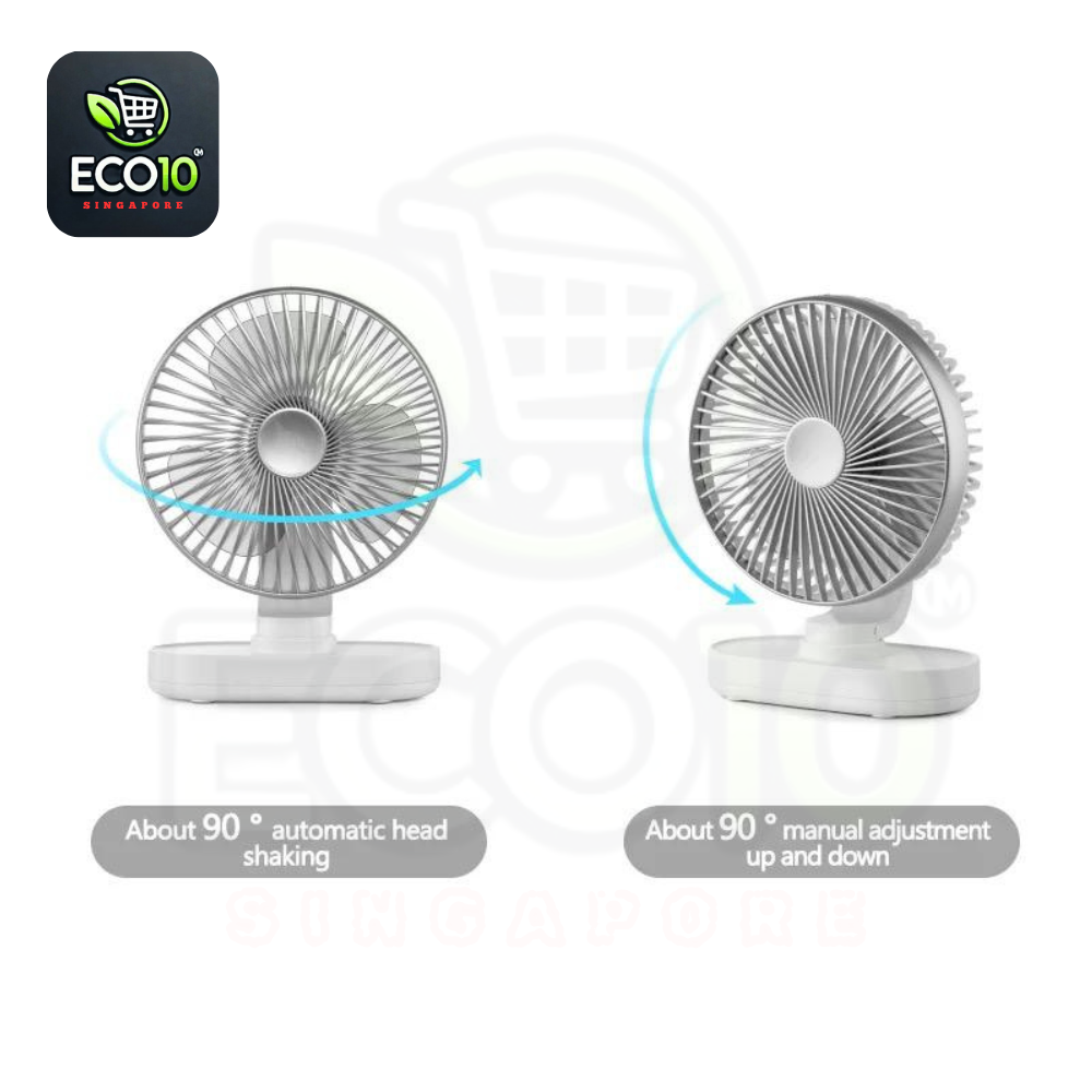 USB Rechargeable Auto-Rotate Desk Fan – Silent, Rechargeable, & Multi-Angle Cooling