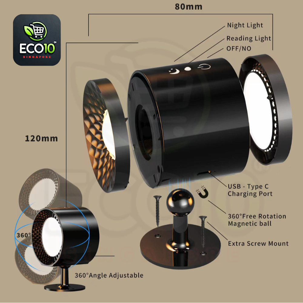 Rechargeable Wall Light – Touch & Remote Control, Adjustable Brightness, 360° Rotation