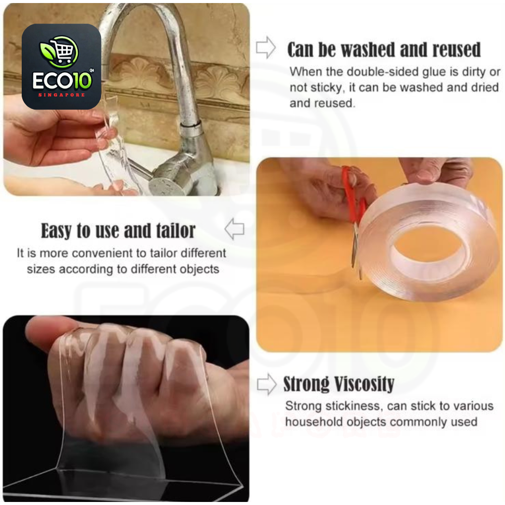 Nano Grip Tape – Washable & Reusable, Double-Sided Adhesive, Strong & Reliable