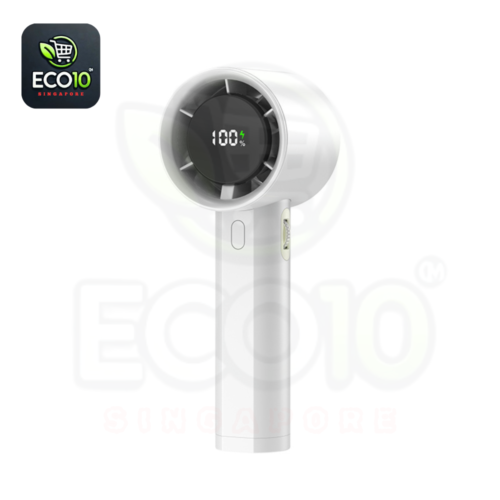 USB Rechargeable Brushless Motor Handheld Fan – Adjustable Speed, Digital Display & Turbo Airflow