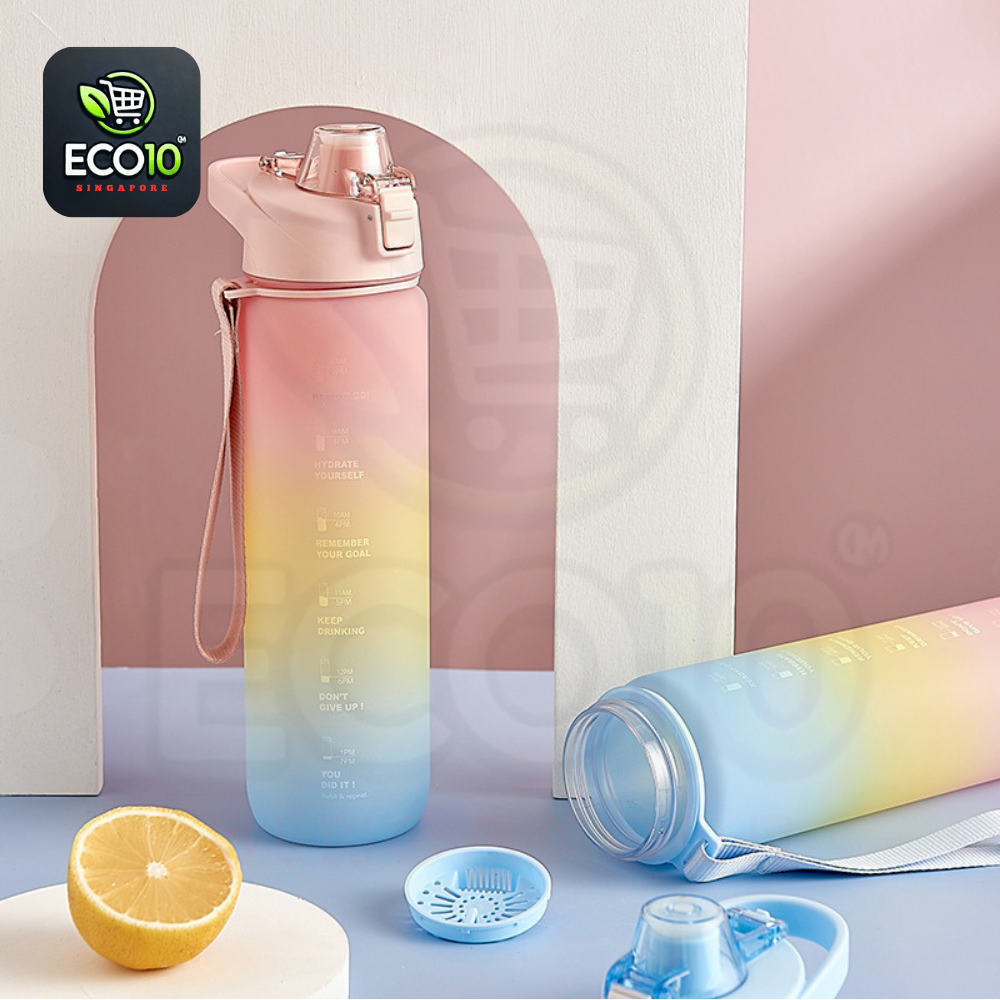 Motivational Water Bottle With Strap – Hydration with Time Markers