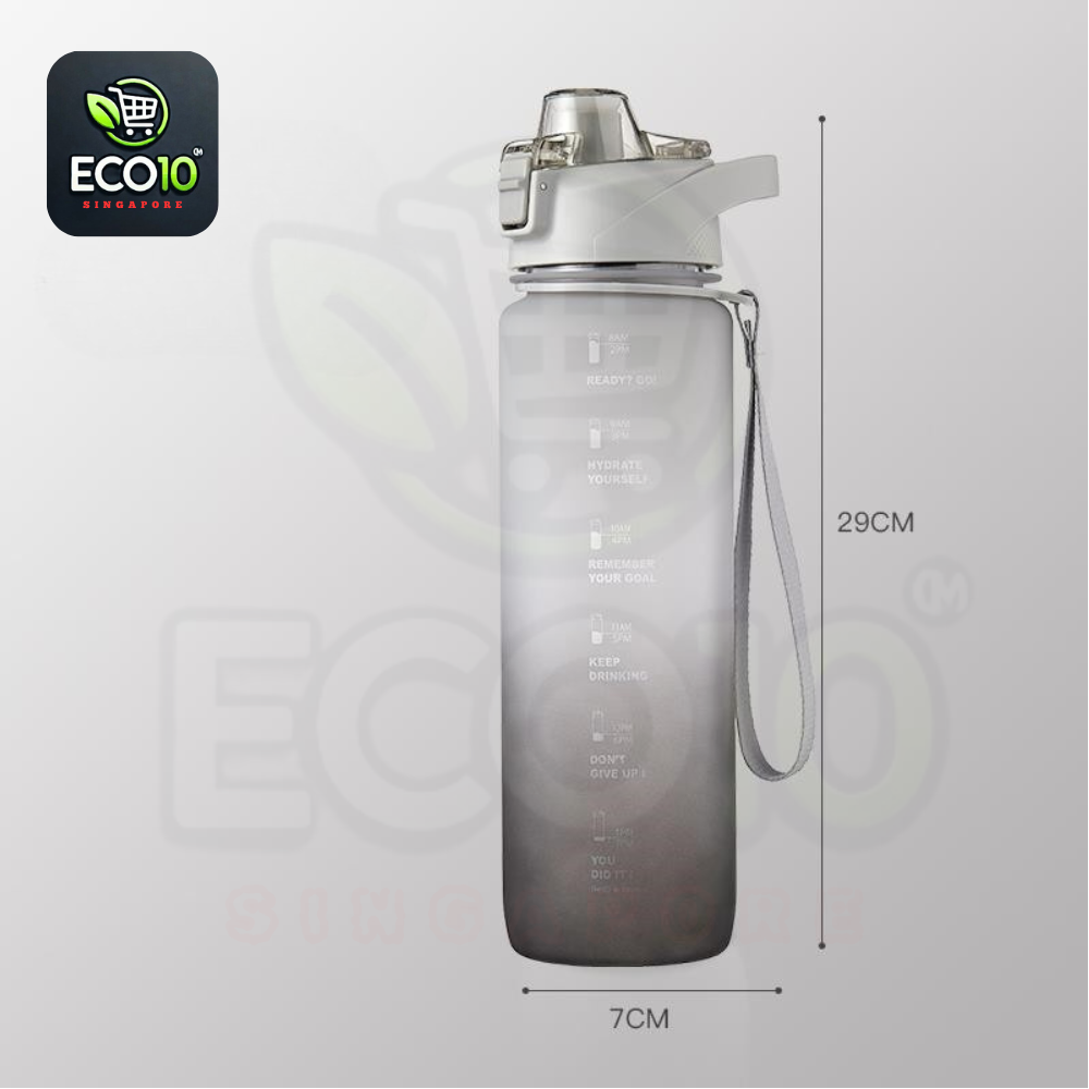 Motivational Water Bottle With Strap – Hydration with Time Markers