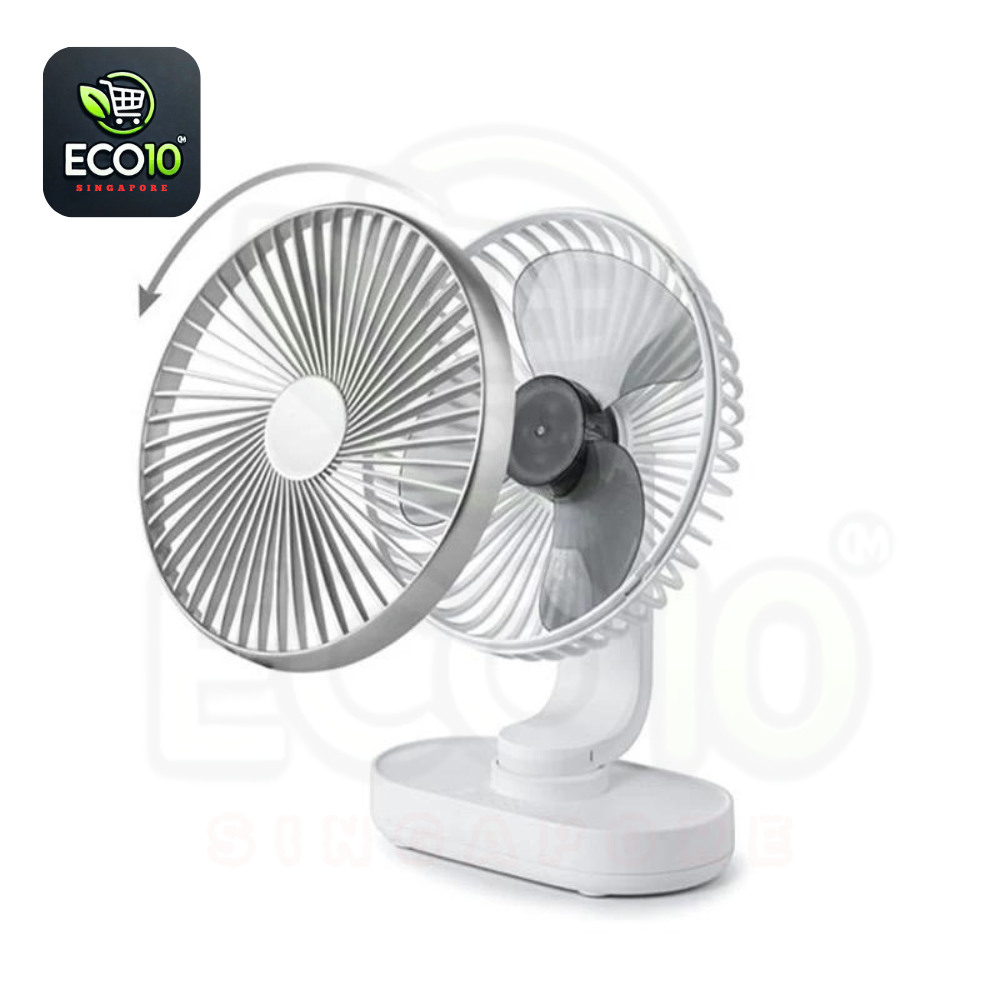 USB Rechargeable Auto-Rotate Desk Fan – Silent, Rechargeable, & Multi-Angle Cooling
