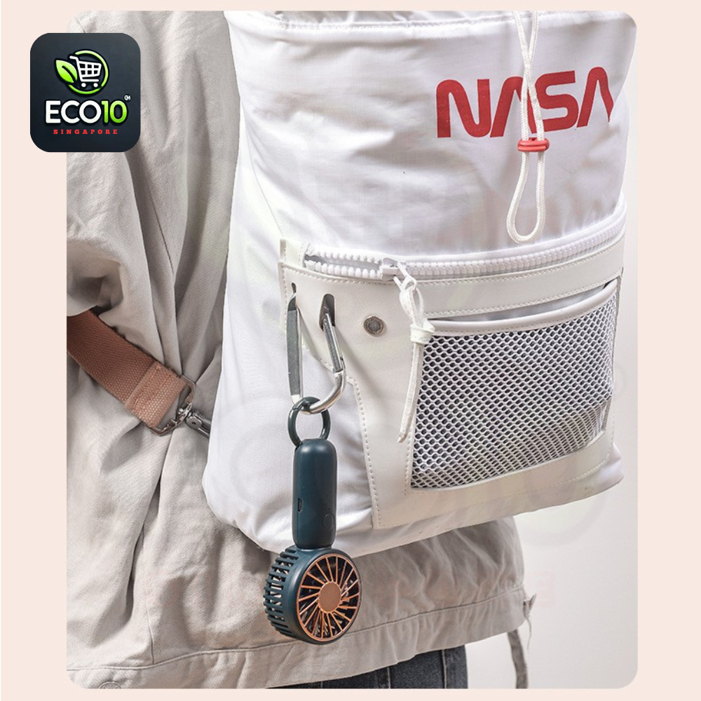 Rechargeable Portable Mini Cooler Fan – 3-Speed Adjustable, USB Rechargeable & Carabiner Hook