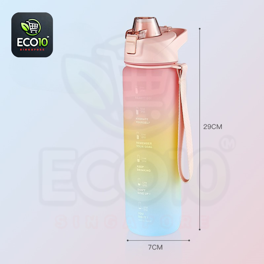 Motivational Water Bottle With Strap – Hydration with Time Markers