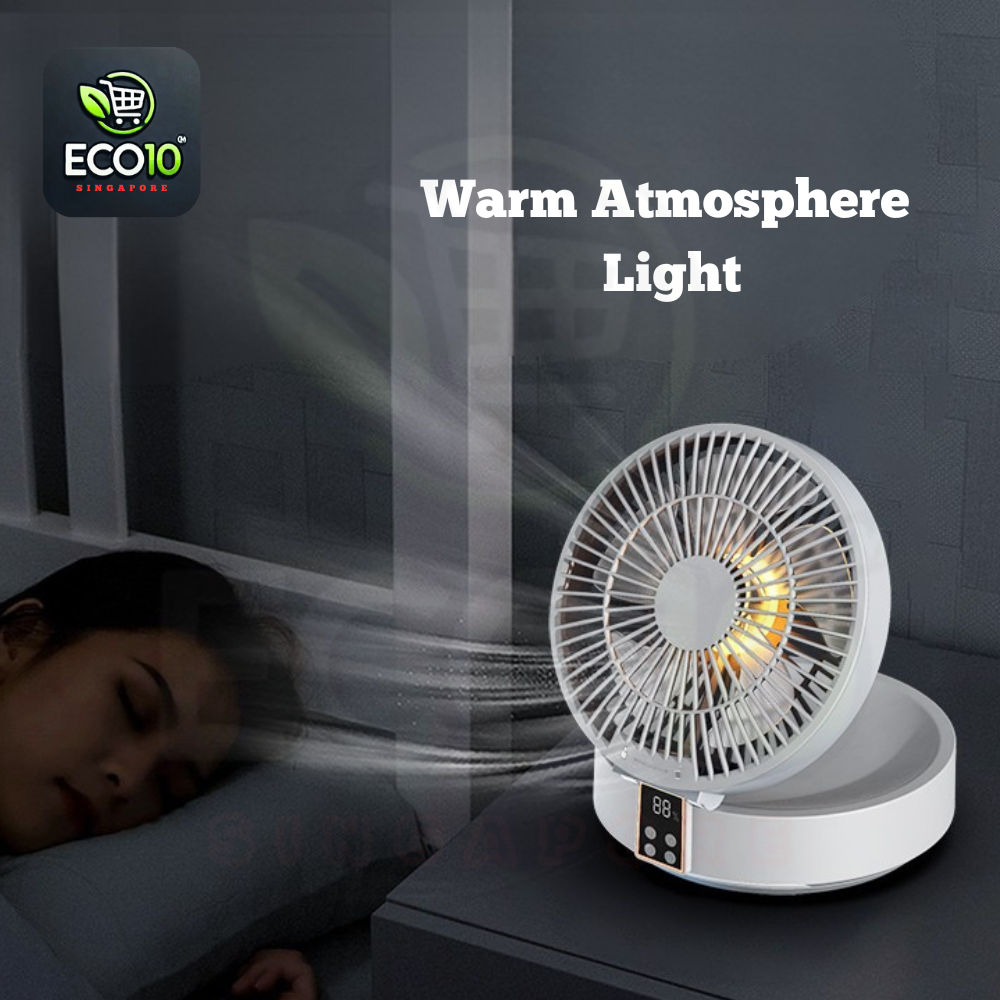 Rechargeable 90° Oscillating Wall-Mount & Desk Fan – Silent, Energy-Saving & Portable