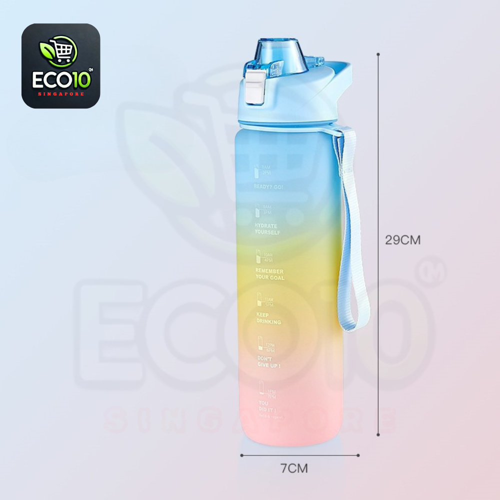 Motivational Water Bottle With Strap – Hydration with Time Markers