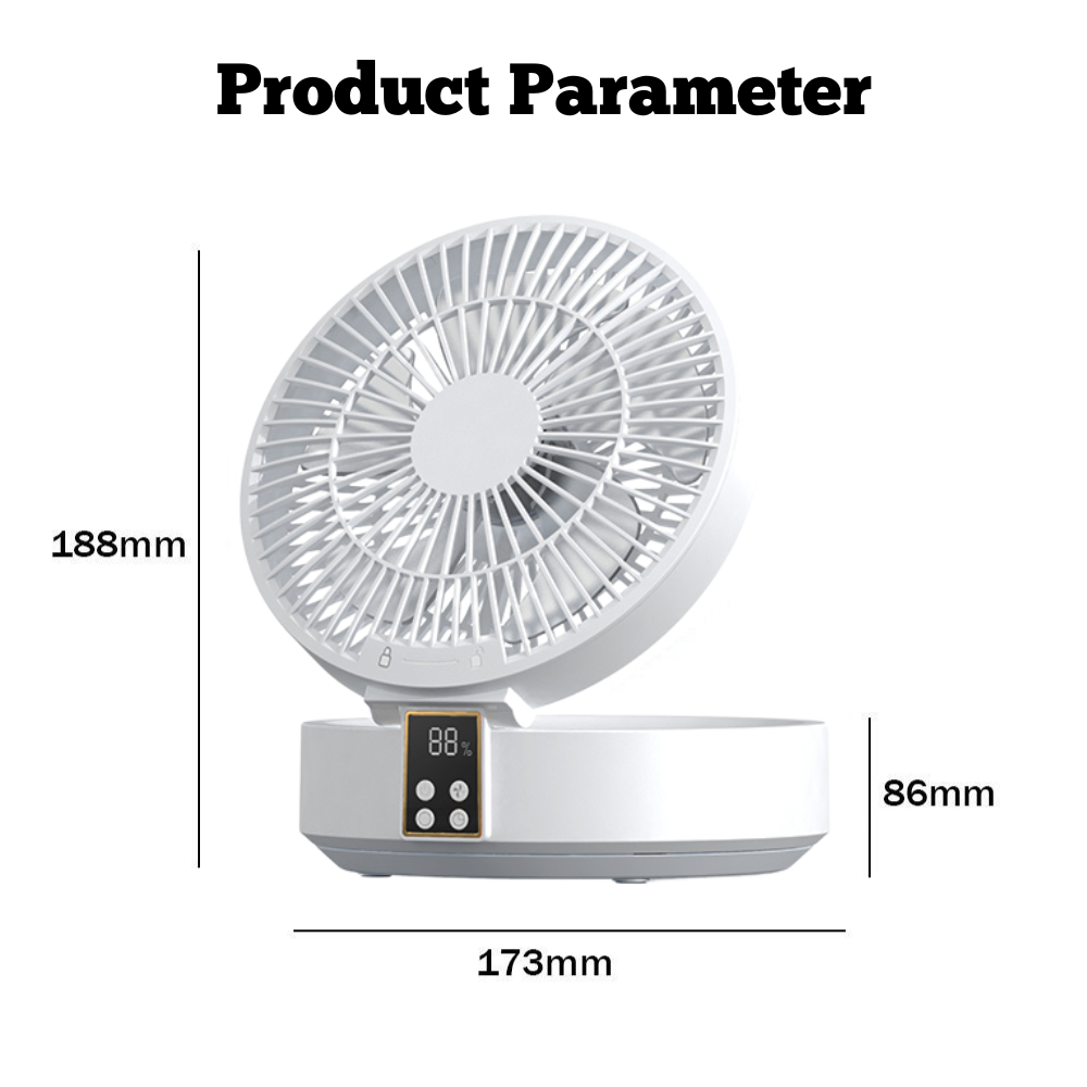 Rechargeable 90° Oscillating Wall-Mount & Desk Fan – Silent, Energy-Saving & Portable